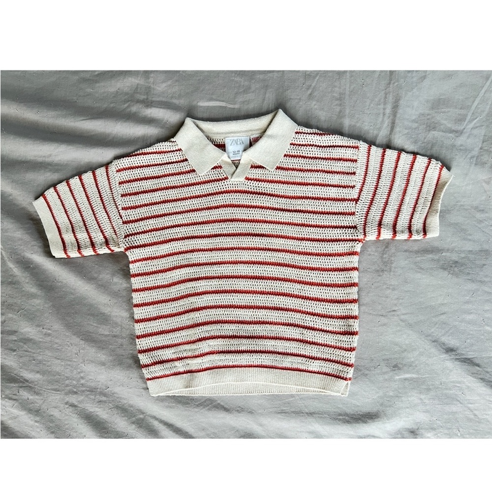 Zara Cream and Rust Crochet Polo Baby Toddler
